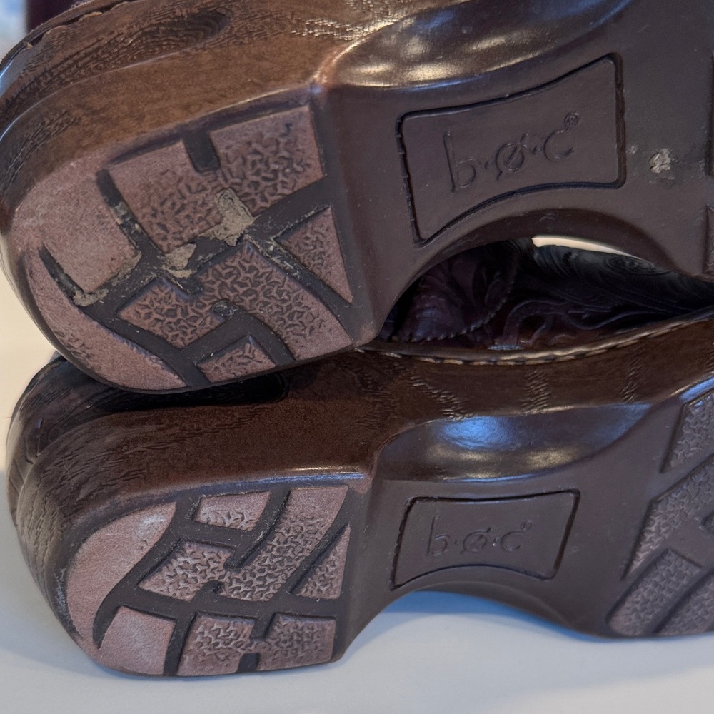 b.o.c. Women's Embossed Leather Mules in Rich Brown - Picture 7 of 8